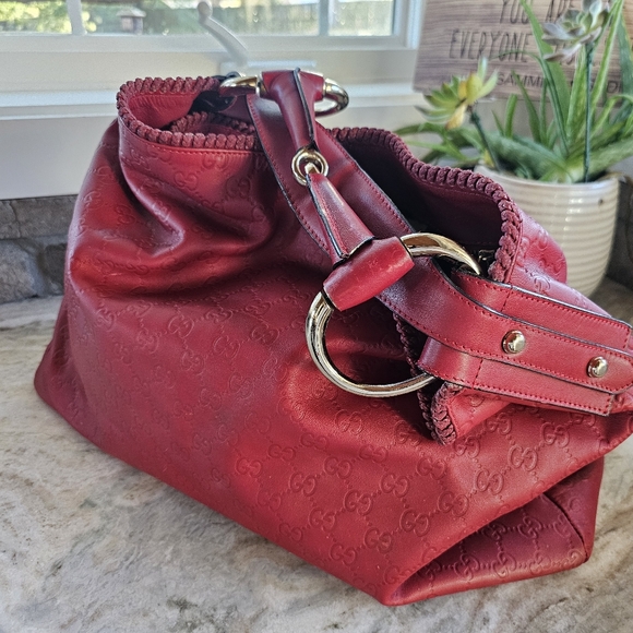 GUCCI Guccissima Large Horsebit  Hobo in Red ❤️ - Picture 13 of 16